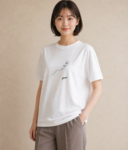 グラフィックTシャツ レディース さくら 桜 桜の枝 イラスト ラフカジュアル 旅行用 海 白T YMAZO