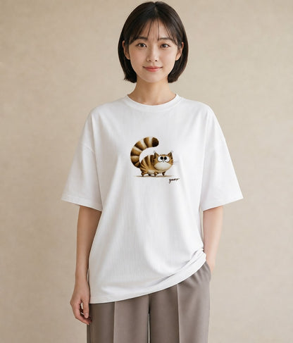 グラフィックTシャツ レディース マンチカン 猫 ねこ イラスト きれいめ カフェ巡り 女子会 白T YMAZO