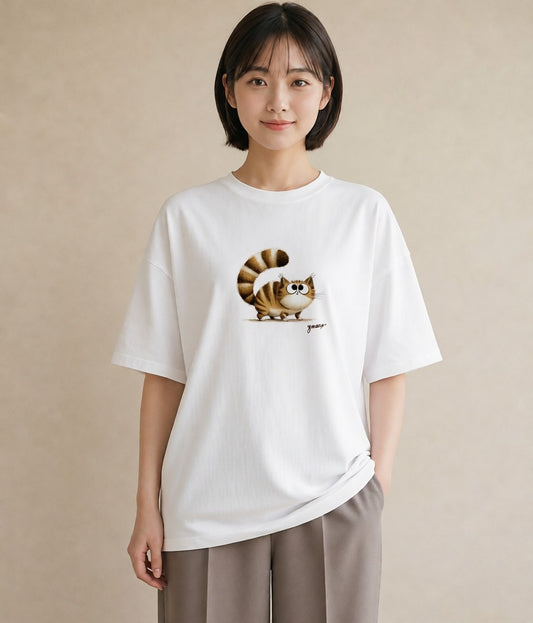 グラフィックTシャツ レディース マンチカン 猫 ねこ イラスト きれいめ カフェ巡り 女子会 白T YMAZO