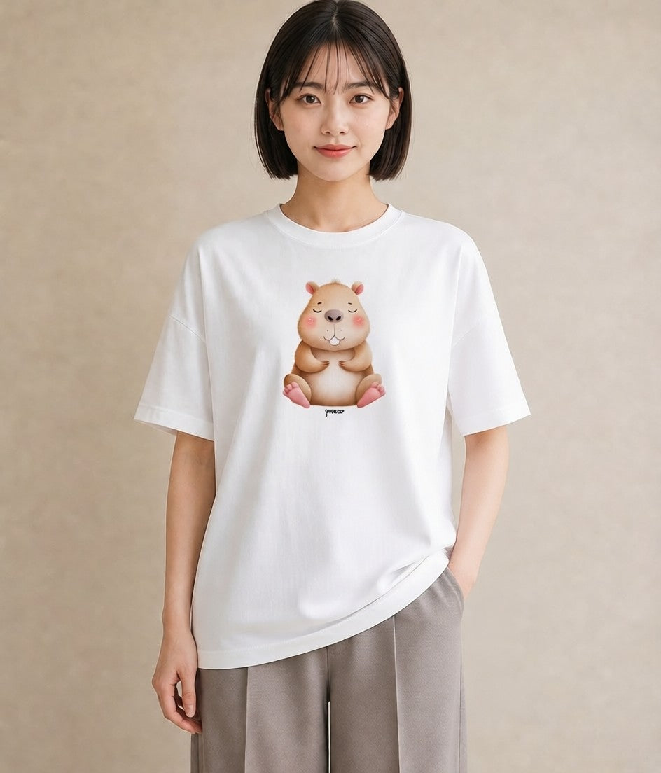 グラフィックTシャツ レディース モルモット ペット 動物 イラスト 手描き風 敬老の日 ホワイトデー 白T YMAZO