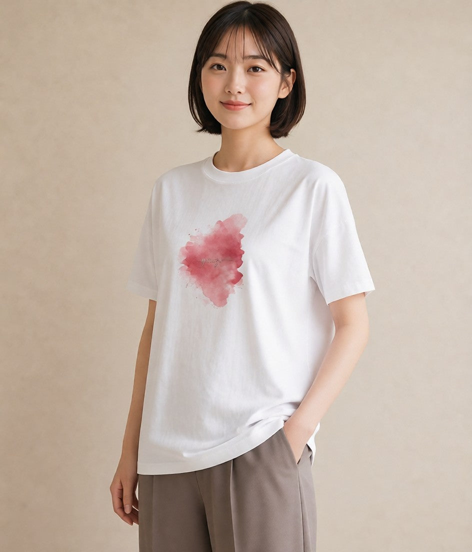 半袖Tシャツ レディース わたあめ 食べ物 フード イラスト 水彩風 カジュアルコーデ 買い物 白T YMAZO