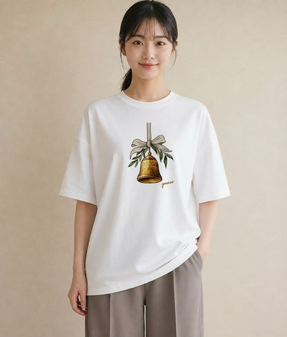 半袖Tシャツ レディース 風鈴 ガラス 夏 ナチュラル アンティーク イラスト 水彩風 敬老の日 ホワイトデー 白T YMAZO