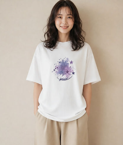 プリントTシャツ レディース 星空 宇宙 イラスト モード 20代 カジュアルコーデ 白T YMAZO