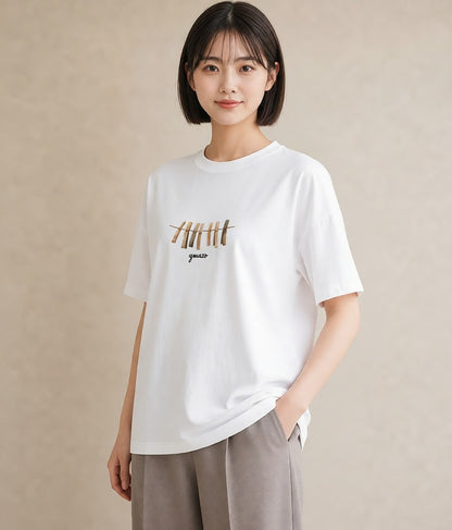 グラフィックTシャツ レディース 洗濯物 風 ナチュラル アンティーク イラスト こなれ感 春コーデ 姉妹 白T YMAZO