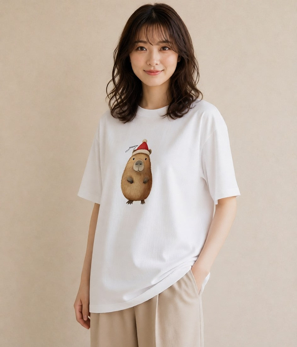 プリントTシャツ レディース モルモット ペット 動物 イラスト お揃い 親子 白T YMAZO
