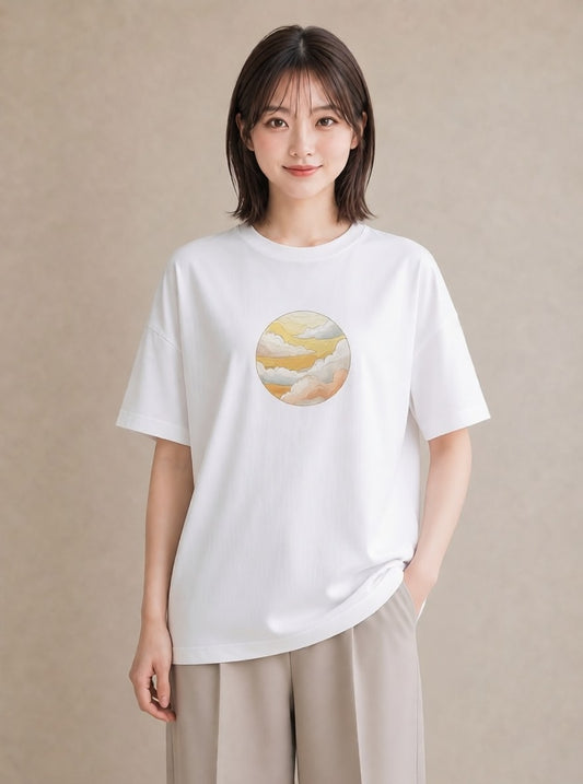 Tシャツ レディース 地球 星空 宇宙 イラスト ラフ 週末コーデ 敬老の日 白T YMAZO
