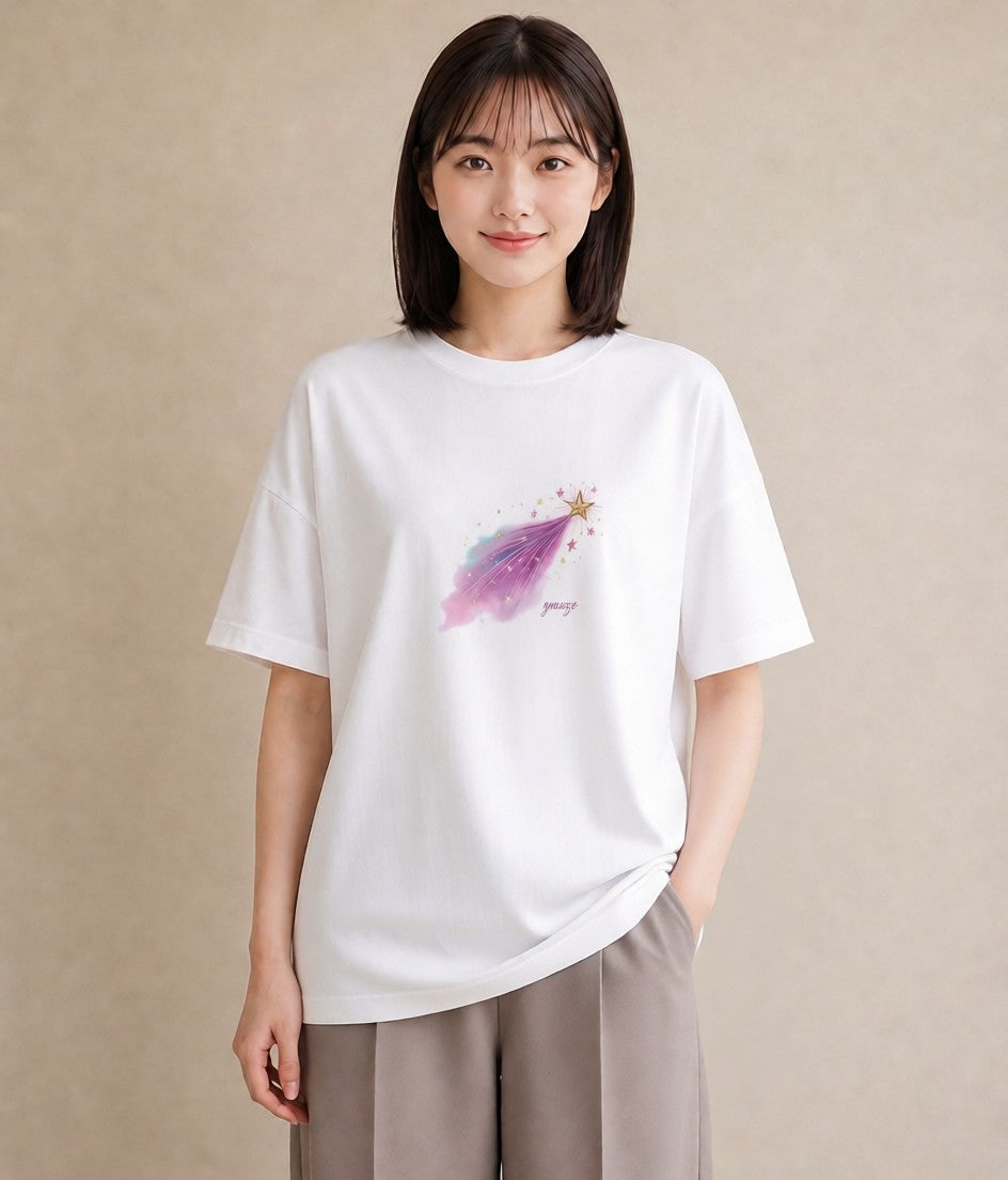 デザインTシャツ レディース 蟹座 星空 宇宙 イラスト 淡色 部屋着 女性向けギフト 白T YMAZO