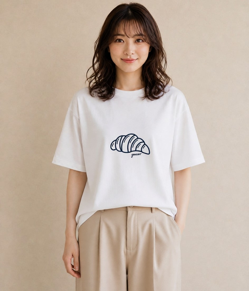 Tシャツ レディース パン ベーカリー イラスト ナチュラル 20代 カジュアルコーデ 白T YMAZO