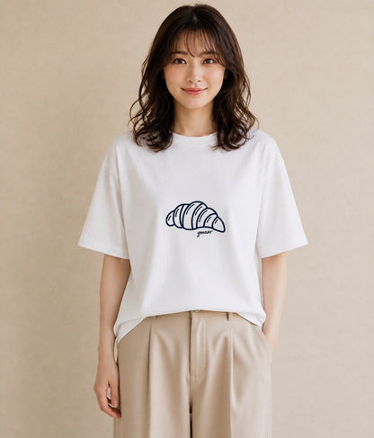 Tシャツ レディース パン ベーカリー イラスト ナチュラル 20代 カジュアルコーデ 白T YMAZO