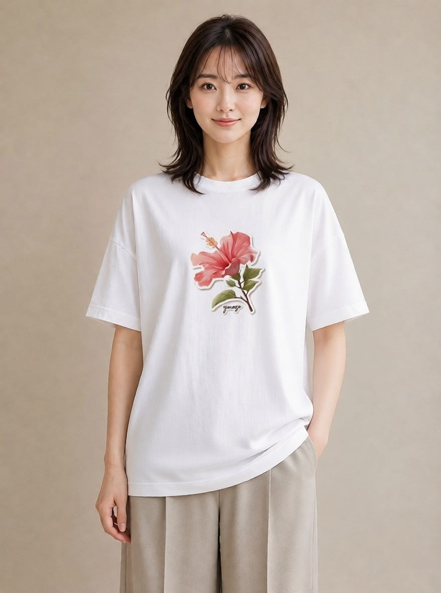 プリントTシャツ レディース 観葉植物 植物 ボタニカル イラスト 普段使い ラフ レイヤード 白T YMAZO