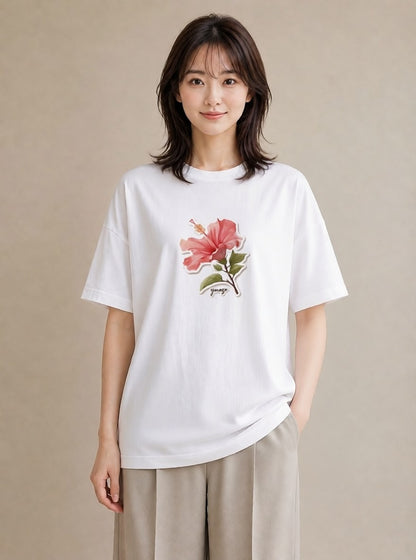 プリントTシャツ レディース 観葉植物 植物 ボタニカル イラスト 普段使い ラフ レイヤード 白T YMAZO