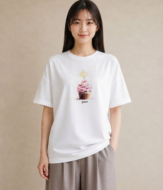 デザインTシャツ レディース マフィン 食べ物 フード イラスト カフェコーデ 女性向けギフト 散歩 白T YMAZO