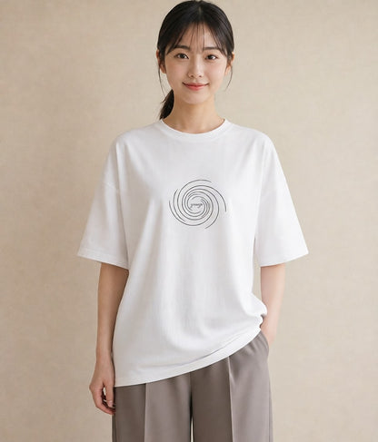 半袖Tシャツ レディース 海 リゾート 夏 イラスト アート風 カフェ巡り 白T YMAZO