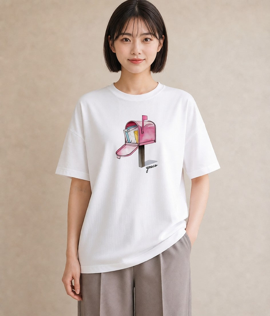 プリントTシャツ レディース ポスト 野の花 レトロ ナチュラル アンティーク イラスト こなれ感 おしゃれギフト 社会人 白T YMAZO