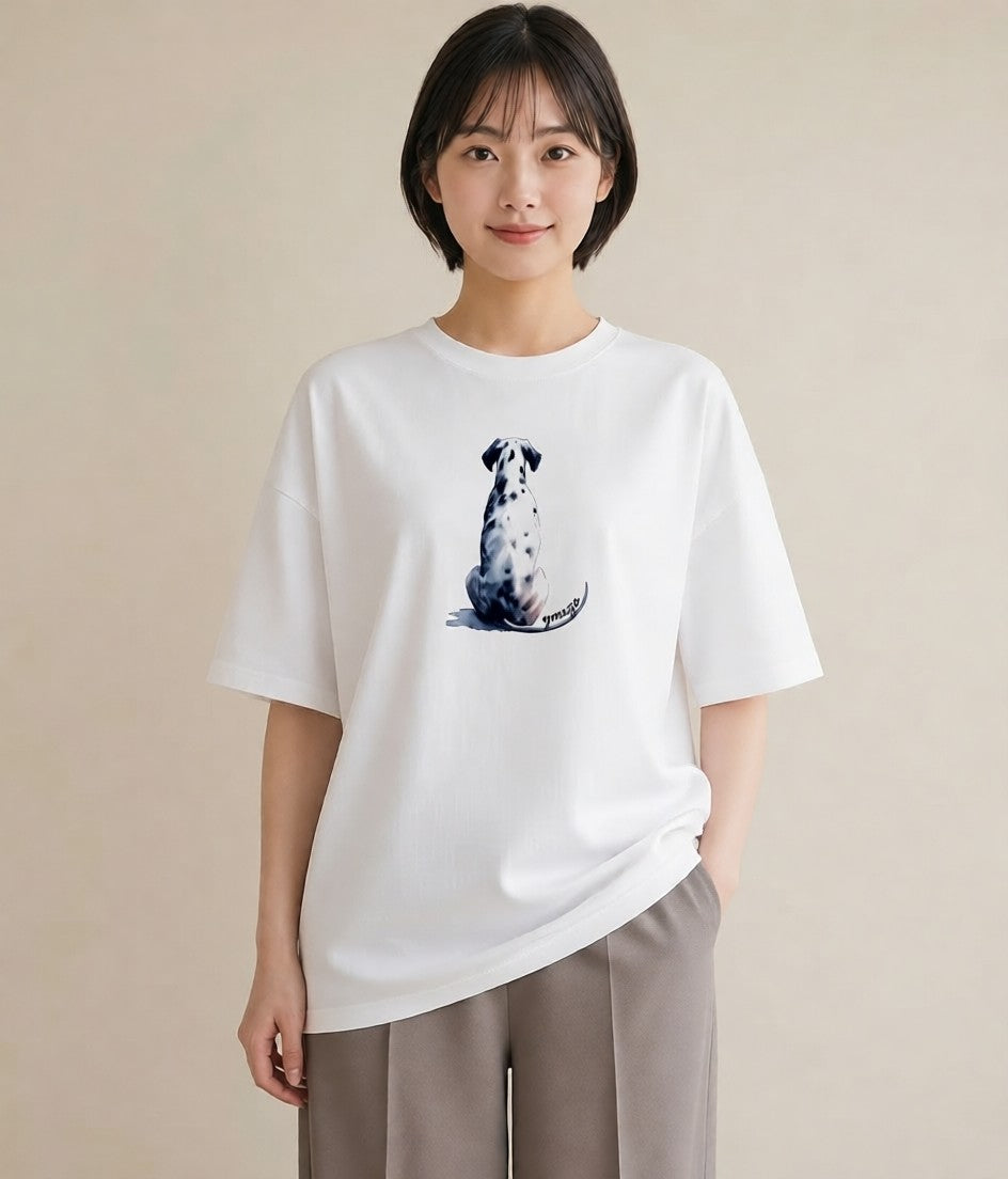 プリントTシャツ レディース ダルメシアン 犬 いぬ イラスト 抜け感 親子 20代 白T YMAZO