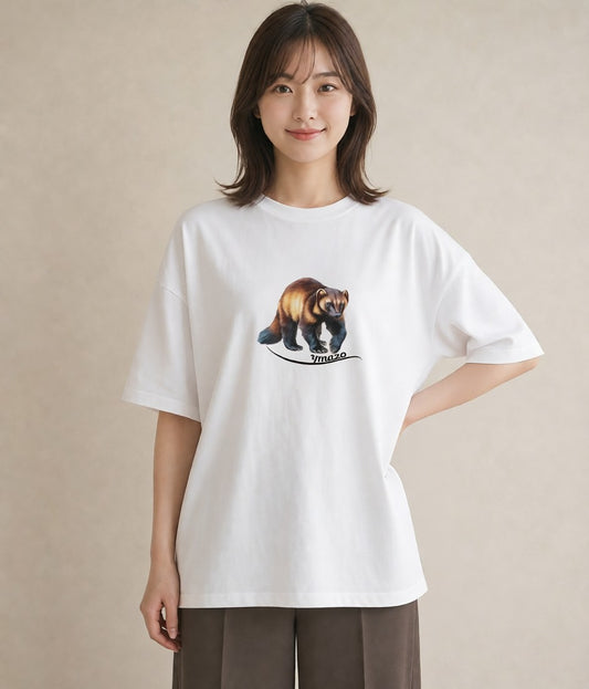 Tシャツ レディース フェレット ペット 動物 イラスト ナチュラル 春コーデ 姉妹 白T YMAZO
