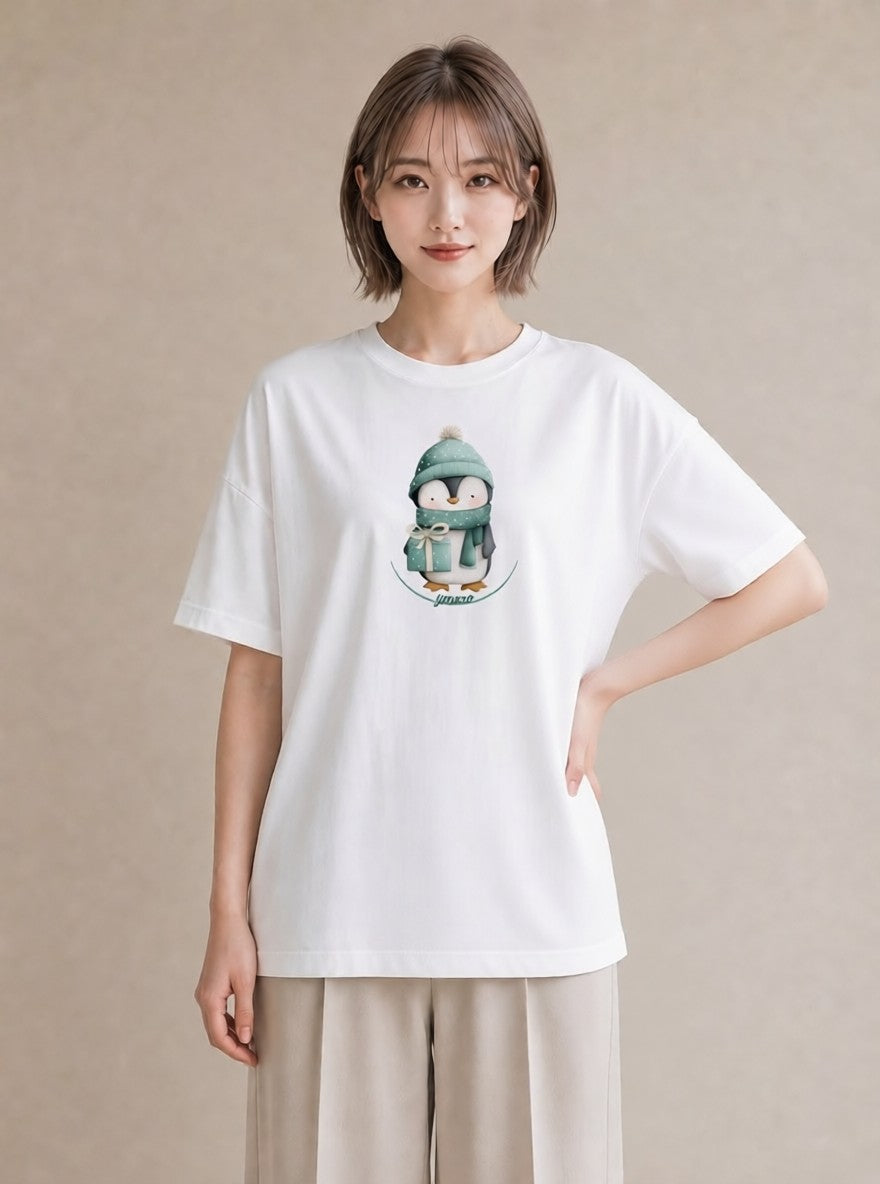 デザインTシャツ レディース ペンギン ぺんぎん 動物 アニマル イラスト ナチュラル 休日 ペアコーデ 白T YMAZO