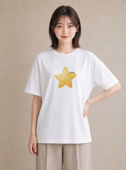 グラフィックTシャツ レディース 天の川 星空 宇宙 イラスト モード 在宅 公園 白T YMAZO