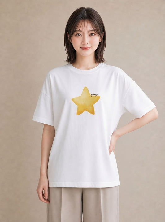 グラフィックTシャツ レディース 天の川 星空 宇宙 イラスト モード 在宅 公園 白T YMAZO