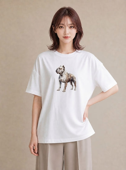 グラフィックTシャツ レディース 犬 いぬ イラスト 淡色 親子 20代 白T YMAZO