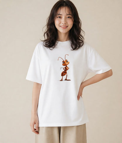 グラフィックTシャツ レディース アリ 昆虫 虫 イラスト ラフカジュアル 部屋着 女性向けギフト 白T YMAZO