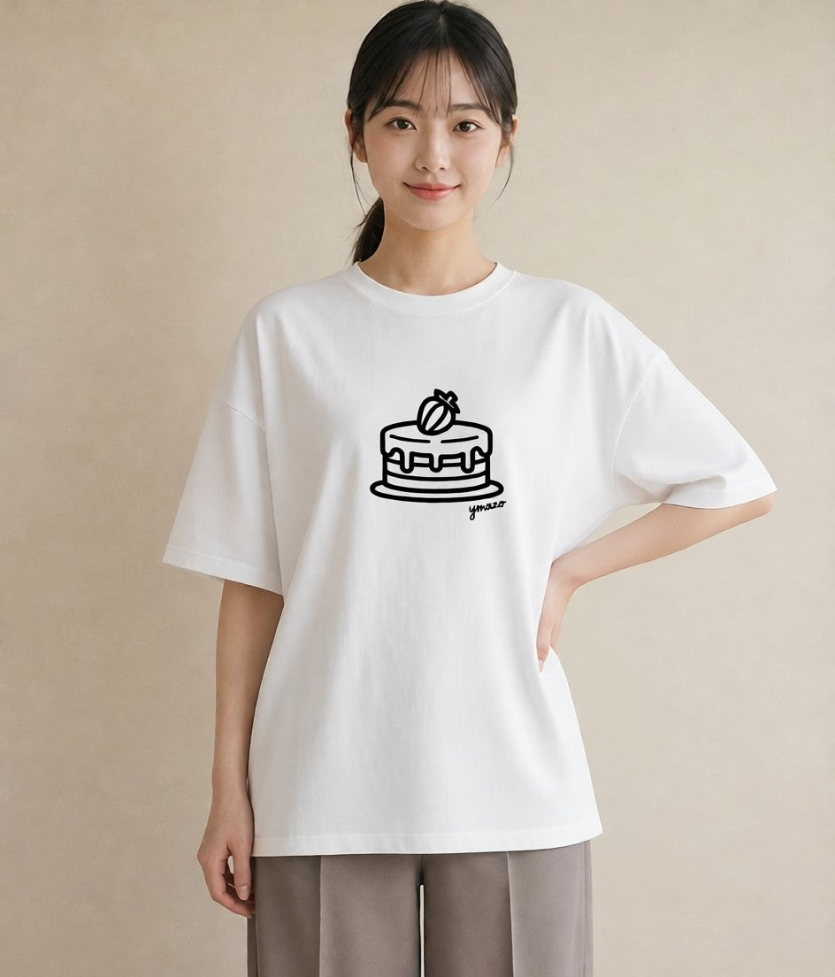 半袖Tシャツ レディース スイーツ お菓子 デザート イラスト きれいめカジュアル 春コーデ 姉妹 白T YMAZO