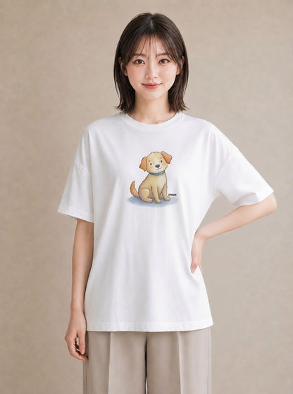 プリントTシャツ レディース いぬ 犬 ワンコ イラスト ガーリー 女性 旅行用 白T YMAZO