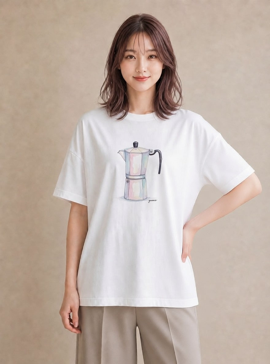 Tシャツ レディース コーヒー カフェ 珈琲 イラスト 旅行 母娘コーデ 白T YMAZO
