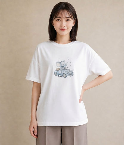 Tシャツ レディース ぞう 動物 アニマル イラスト モード レイヤード 友達ギフト 白T YMAZO