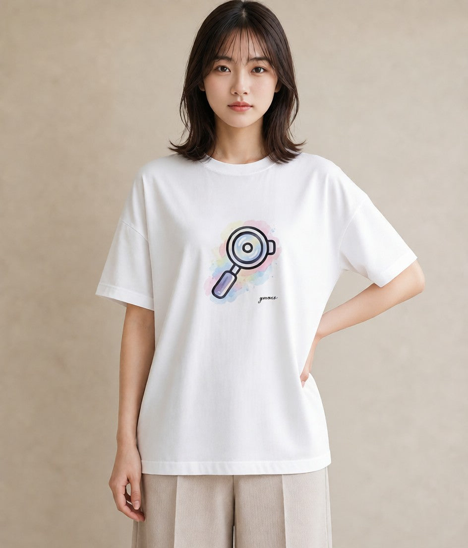 Tシャツ レディース コーヒー カフェ 珈琲 イラスト フェミニン お出かけ 普段着 白T YMAZO