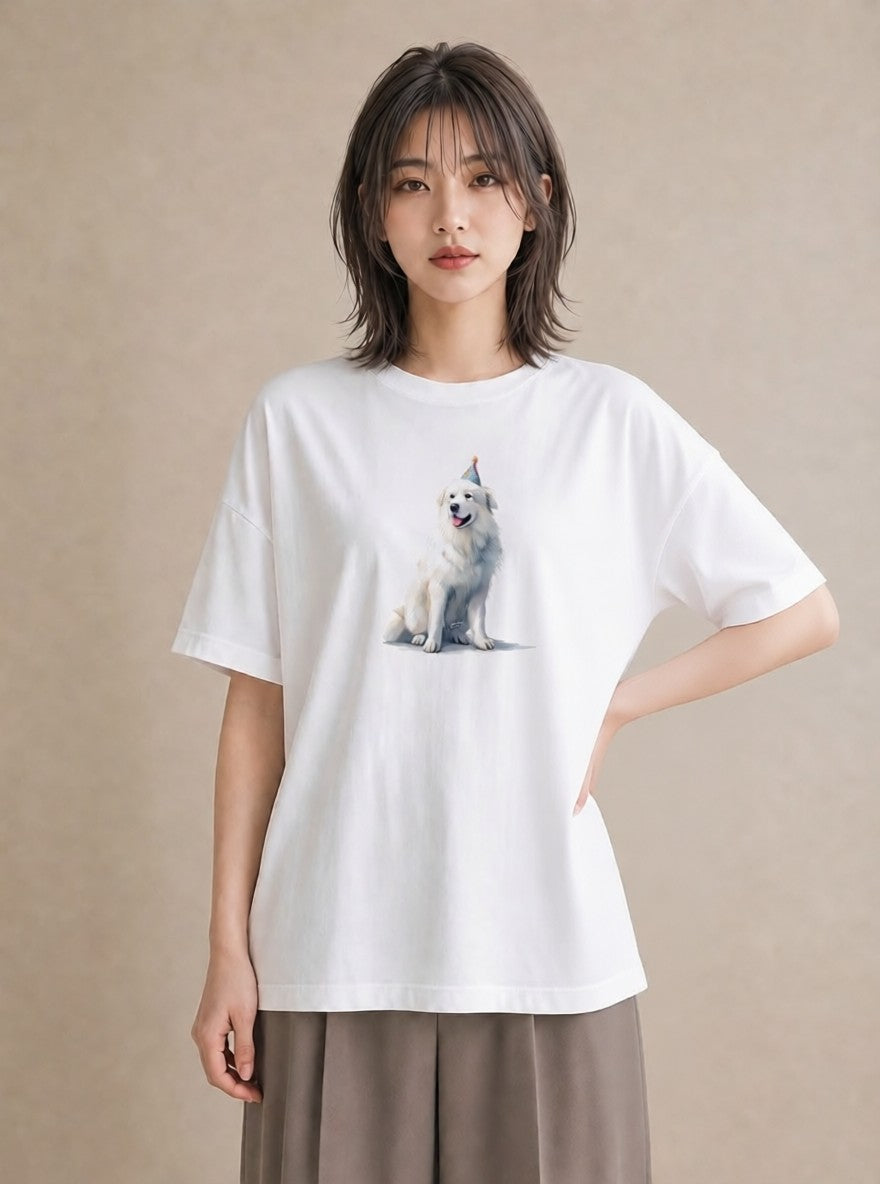 プリントTシャツ レディース 老犬 犬 いぬ イラスト 抜け感 自分用 ルームウェア 白T YMAZO