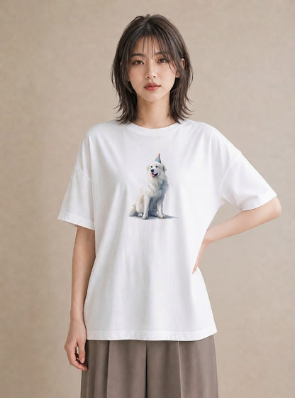 プリントTシャツ レディース 老犬 犬 いぬ イラスト 抜け感 自分用 ルームウェア 白T YMAZO