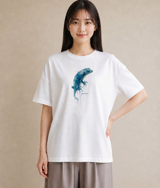 グラフィックTシャツ レディース レオパ ペット 動物 イラスト ミニマル 海 カフェ巡り 白T YMAZO