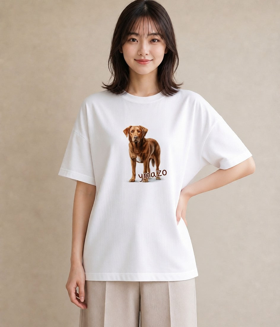 グラフィックTシャツ レディース ラブラドールレトリバー 犬 いぬ イラスト ニュアンス 送別ギフト 通勤 白T YMAZO