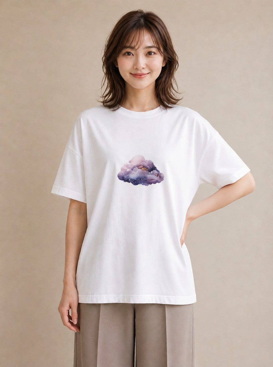 半袖Tシャツ レディース 牡牛座 星空 宇宙 イラスト 上品 綿100 デート 白T YMAZO