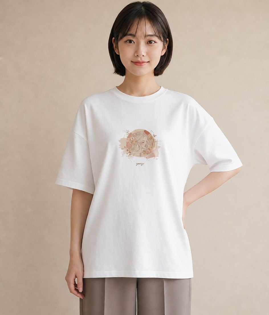 半袖Tシャツ レディース 獅子座 星空 宇宙 イラスト ラフ おしゃれギフト 社会人 白T YMAZO