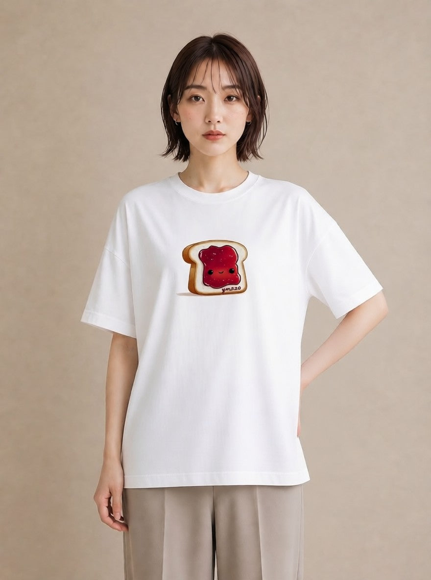 プリントTシャツ レディース 食パン 食べ物 フード イラスト 北欧風 ホワイトデー 春服 白T YMAZO