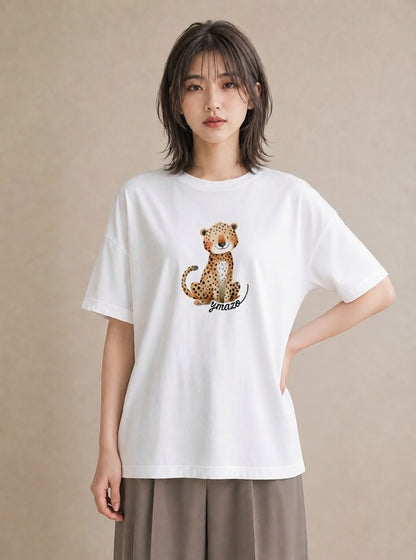 プリントTシャツ レディース ベンガル 猫 ねこ イラスト ママ カフェ服 白T YMAZO