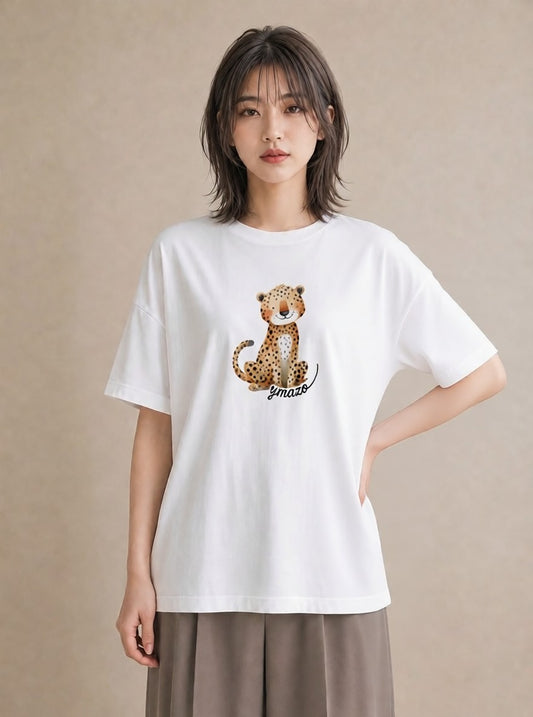 プリントTシャツ レディース ベンガル 猫 ねこ イラスト ママ カフェ服 白T YMAZO