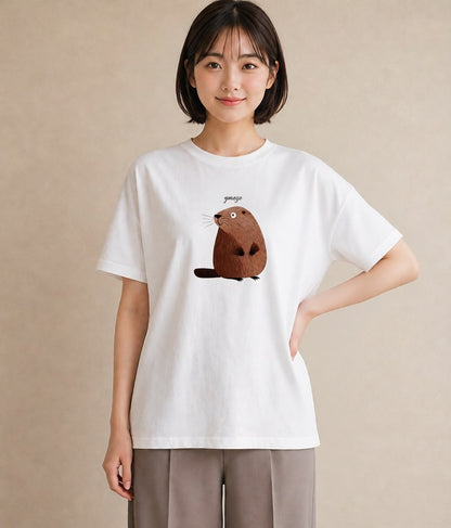 デザインTシャツ レディース ラッコ 動物 アニマル イラスト 姉妹 送別ギフト 白T YMAZO