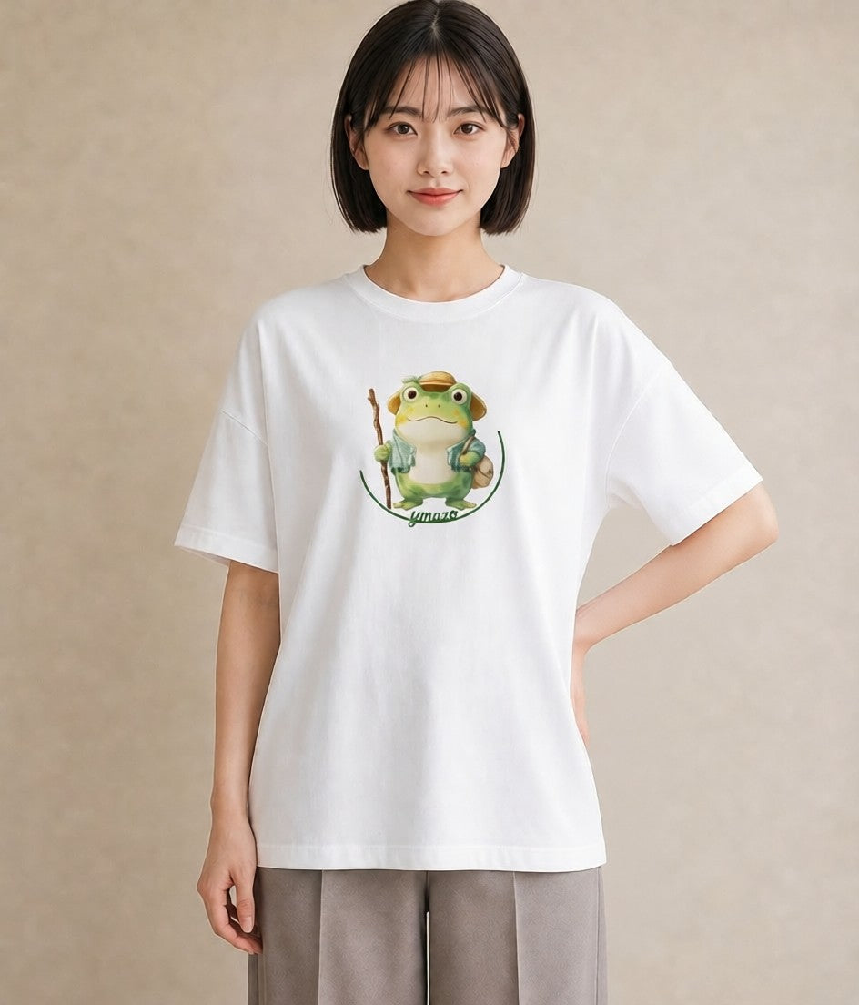 グラフィックTシャツ レディース カエル ペット 動物 イラスト カジュアル クリスマス 旅行 白T YMAZO