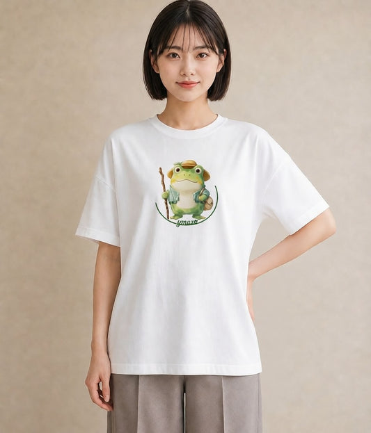 グラフィックTシャツ レディース カエル ペット 動物 イラスト カジュアル クリスマス 旅行 白T YMAZO