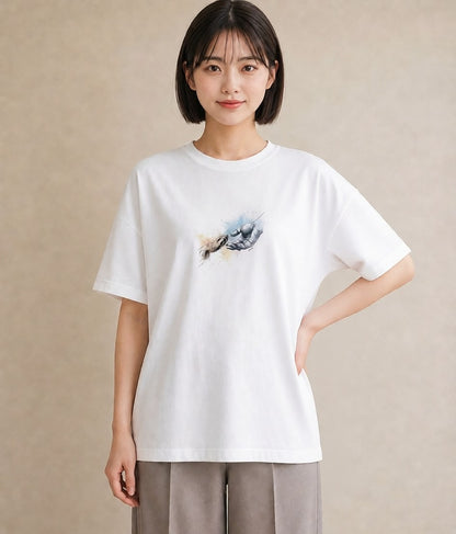 デザインTシャツ レディース 猫の手 猫 ねこ イラスト ラフカジュアル 普段着 週末コーデ 白T YMAZO