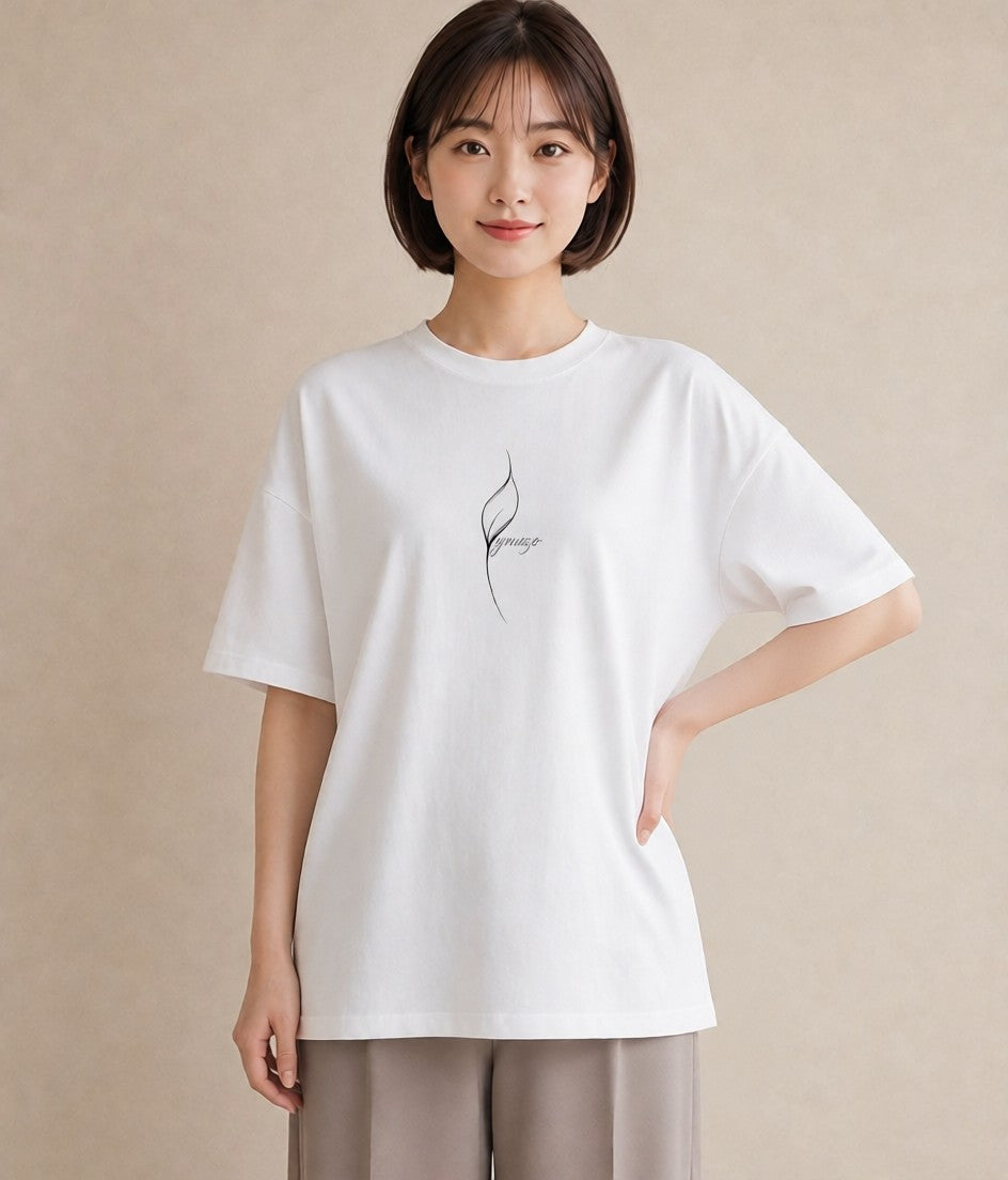 Tシャツ レディース 扇子 そよ風 ナチュラル アンティーク イラスト アート風 女性 旅行用 白T YMAZO