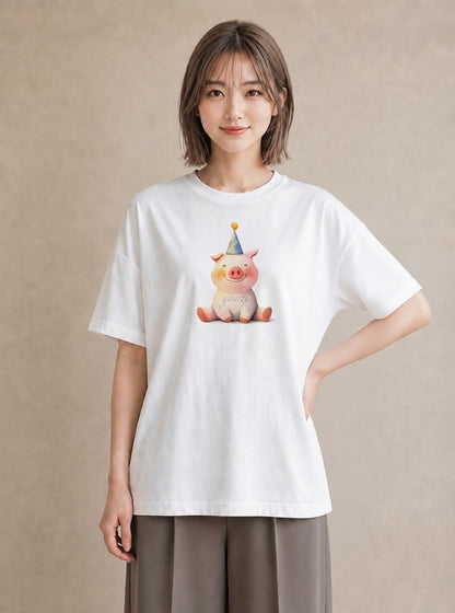 プリントTシャツ レディース カバ 動物 アニマル イラスト ゆるかわ ホワイトデー 春服 白T YMAZO