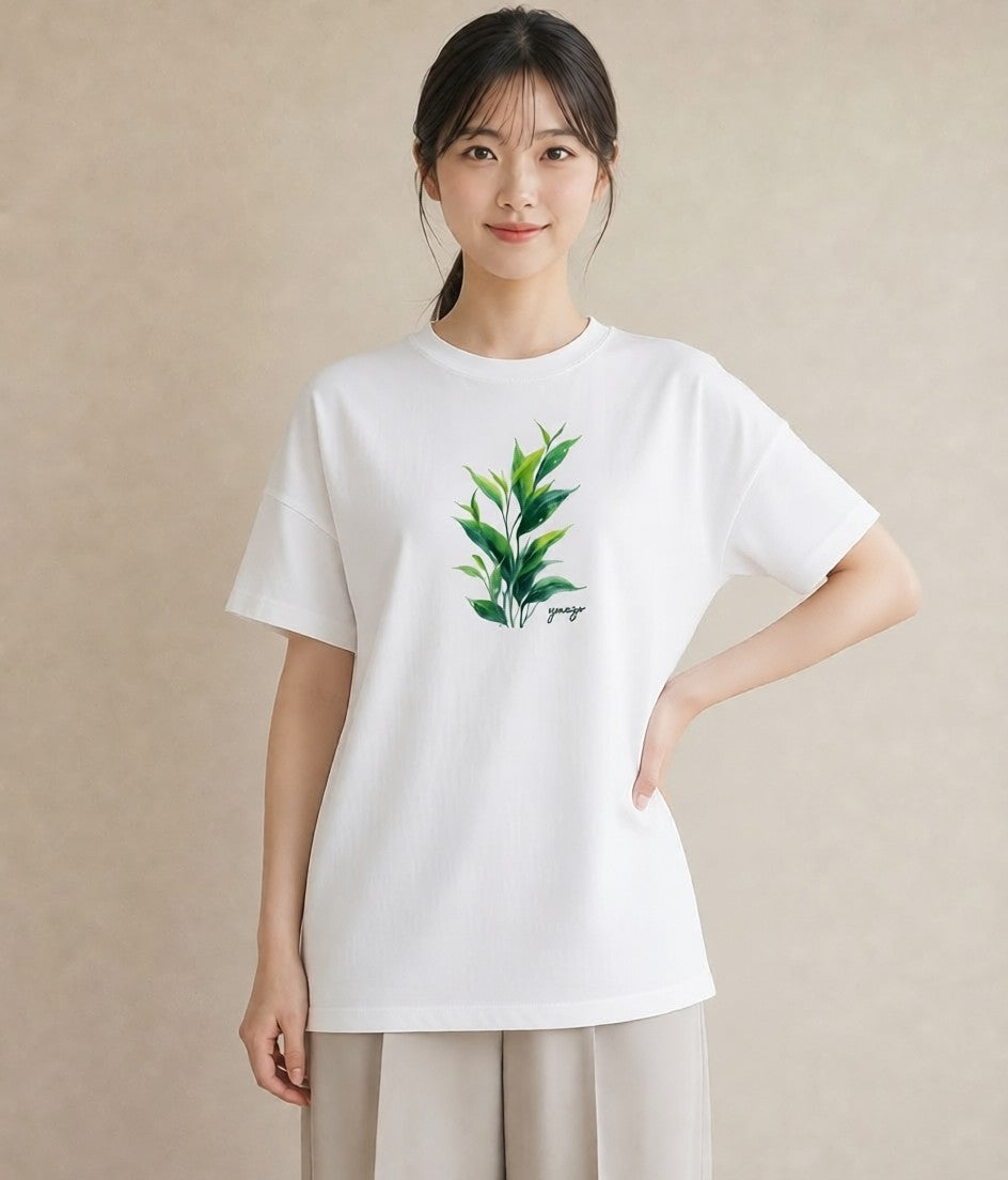 半袖Tシャツ レディース ハーブ 植物 ボタニカル イラスト 水彩風 親子 20代 白T YMAZO