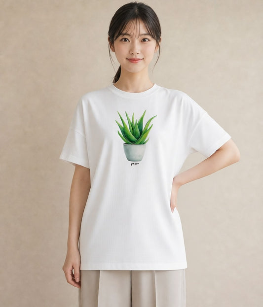 Tシャツ レディース 観葉植物 植物 ボタニカル イラスト きれいめカジュアル 親子 20代 白T YMAZO