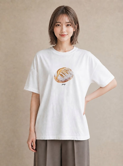 Tシャツ レディース 食パン 食べ物 フード イラスト ポップ 通勤 在宅 白T YMAZO