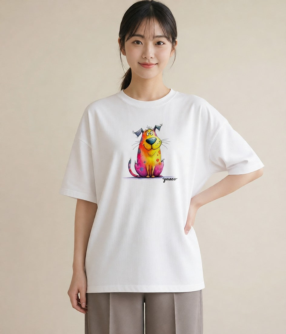 Tシャツ レディース しっぽ 猫 ねこ イラスト ポップ 海 カフェ巡り 白T YMAZO