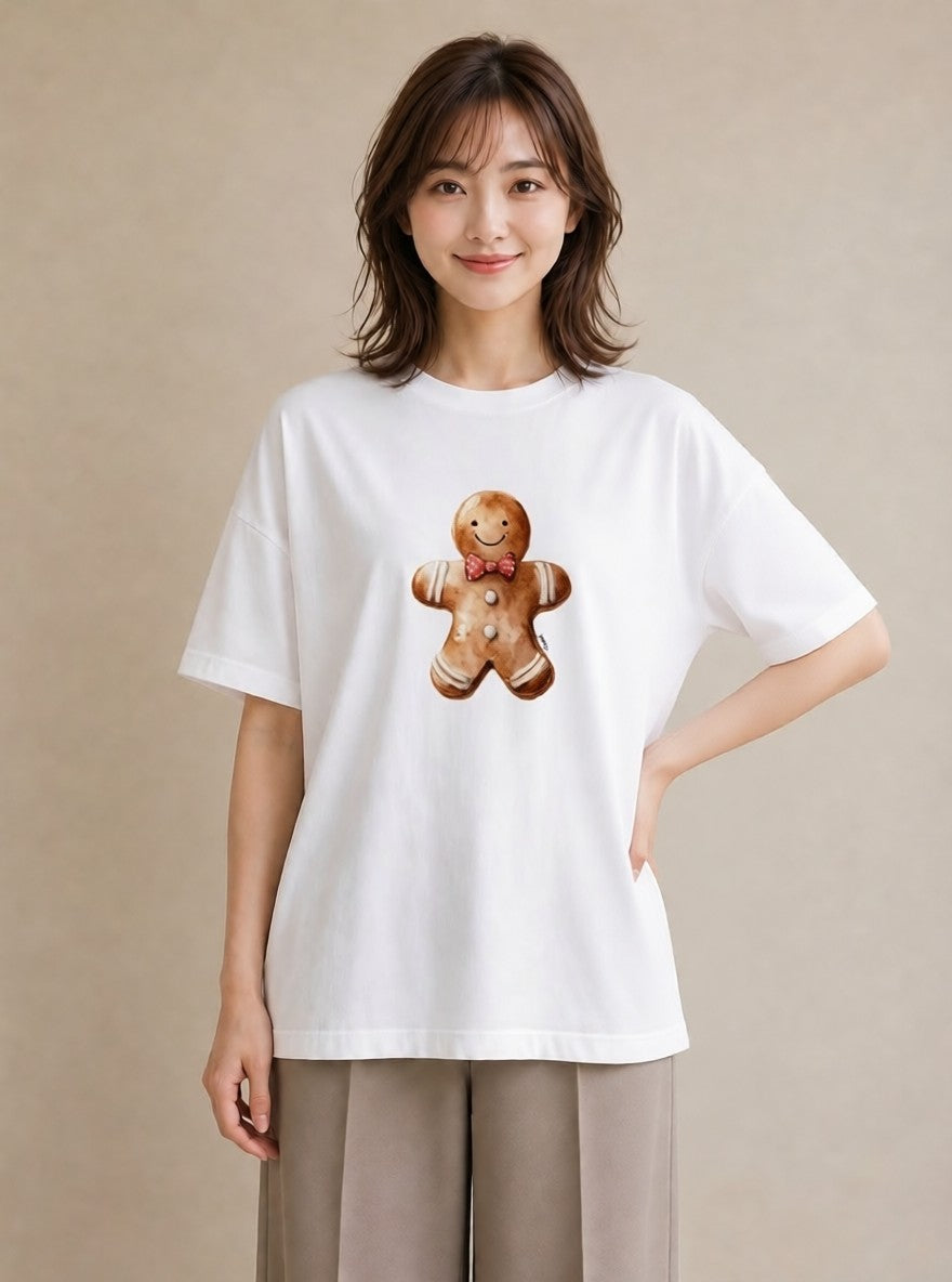 Tシャツ レディース クッキー 食べ物 フード イラスト 可愛い クリスマス 旅行 白T YMAZO